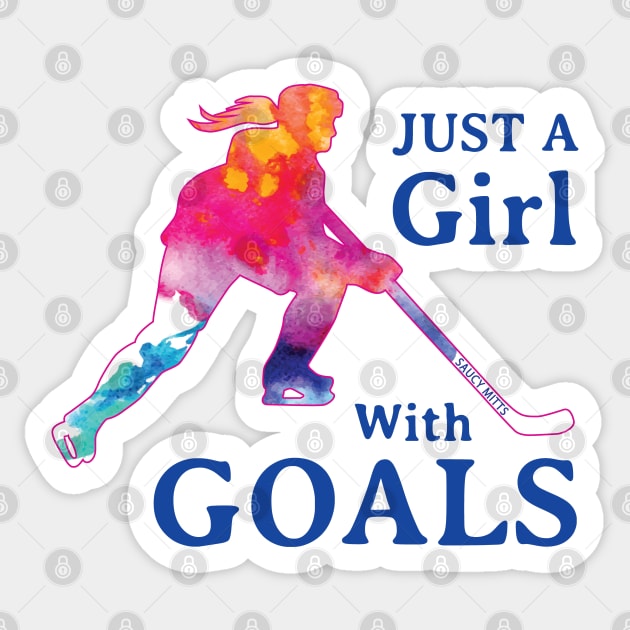 Just a Girl with Goals Hockey Sticker by SaucyMittsHockey